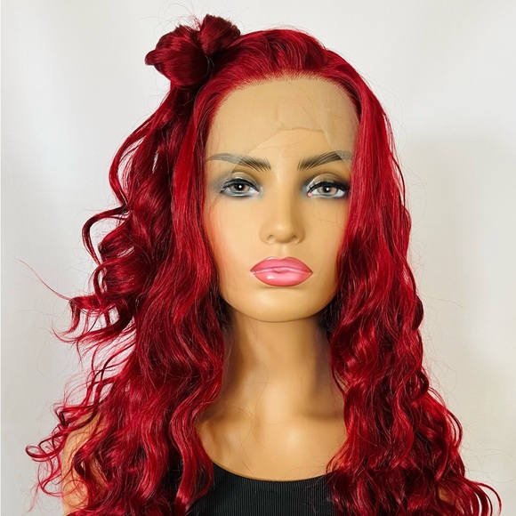 A Fabulous 24” Ruby Red 13x2.5 Premium Fiber Lace Front Wig - Daily Wear/Events - Picture 11 of 15